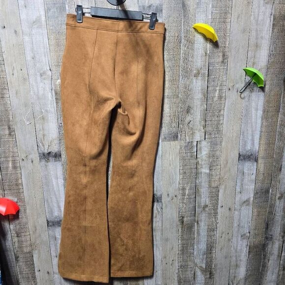 Spanx Rich Caramel Faux Suede Flare Pants - Picture 3 of 5
